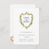 Botanisches Wappen Peach Save the Date Ankündigung (Vorne/Hinten)