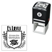 Botanisches Wappen Rose Ex Libris Buchname Permastempel (Beispiel)