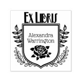 Botanisches Wappen Rose Ex Libris Buchname Permastempel (Design)