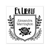 Botanisches Wappen Rose Ex Libris Buchname Permastempel (Design)