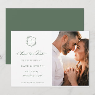 Botanisches Wappen Sage Monogram Wedding Foto Save The Date