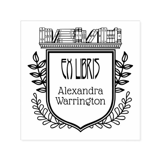 Botanisches Wappen virtuelle Bibliothek Ex Libris Permastempel (Design)