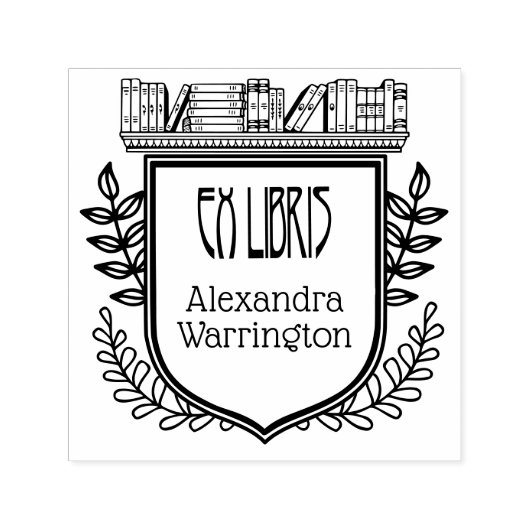 Botanisches Wappen virtuelle Bibliothek Ex Libris Permastempel (Design)