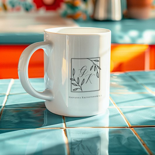 Botanisches Wappen | Zeitlose Monogramm Kaffeetasse