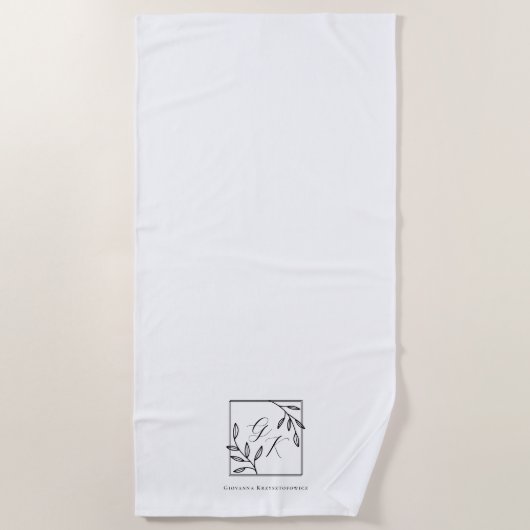 Botanisches Wappen | Zeitloses Mongram Beach Handt Strandtuch (Vorderseite)