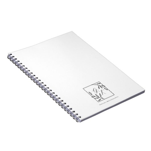 Botanisches Wappen | Zeitloses Monogramm Notizblock (Rechte Seite)