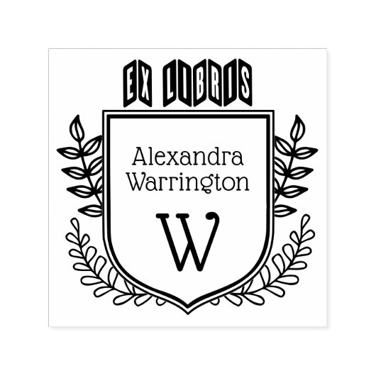 Botanisches Wappen Zigzag Ex Libris Buchname Initi Permastempel (Design)