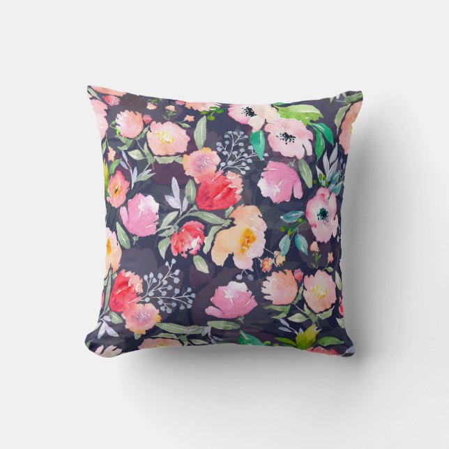 Botanisches Wasserfarbenmuster und nahtlos b Kissen (Vorderseite)