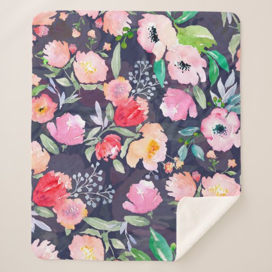 Botanisches Wasserfarbenmuster und nahtlos b Sherpadecke (Vorderseite)