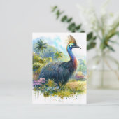 Botanisches Wasserfarbenportrait Cassowary Postkarte (Stehend Vorderseite)