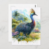 Botanisches Wasserfarbenportrait Cassowary Postkarte (Vorne/Hinten)