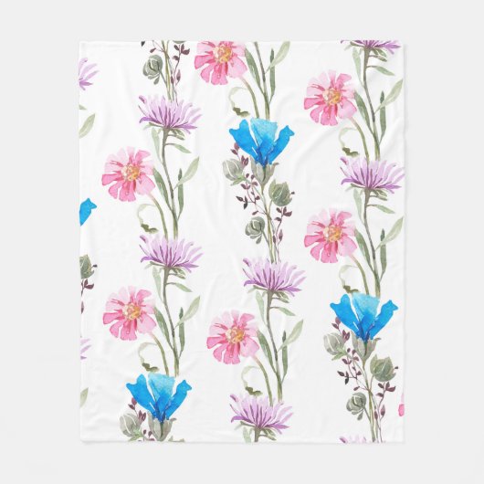 Botanisches Wasserfarbmuster Fleecedecke (Vorderseite)