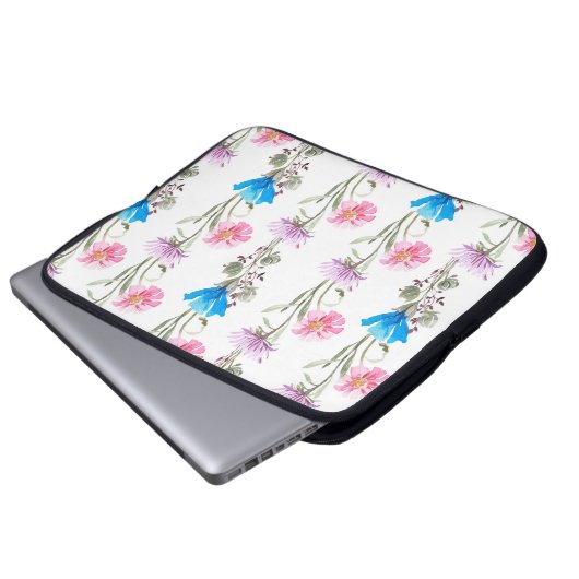 Botanisches Wasserfarbmuster Laptopschutzhülle (Vorne Knopf)