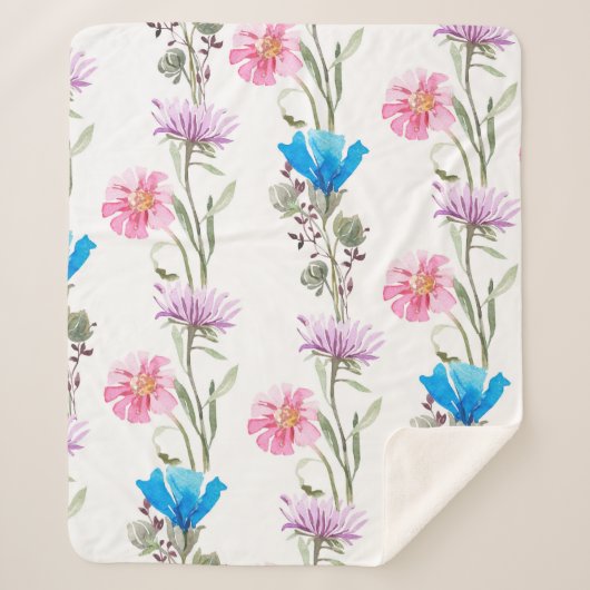 Botanisches Wasserfarbmuster Sherpadecke (Vorderseite)