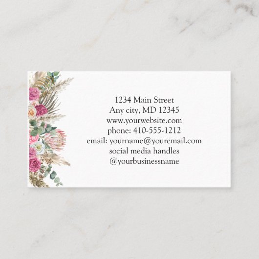 Botanisches Weibchen für kleine Unternehmen Visitenkarte (Rückseite)