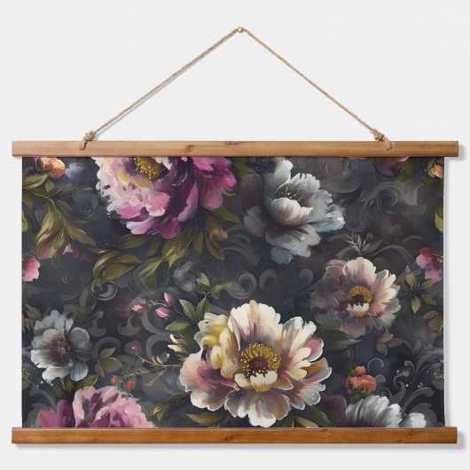 Botanisches Weihnachten aus knackiger Erde Wandteppich Mit Holzrahmen (Vorne)