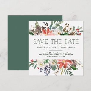 Botanisches Weihnachten   Florales Hochzeits-Save- Einladung