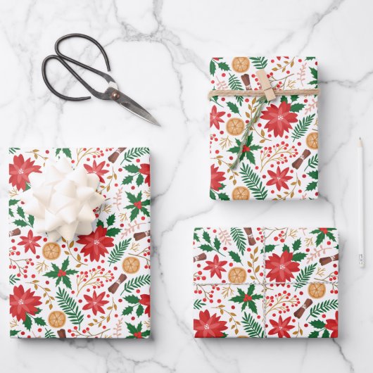 Botanisches Weihnachten Geschenkpapier Set (Vorderseite)