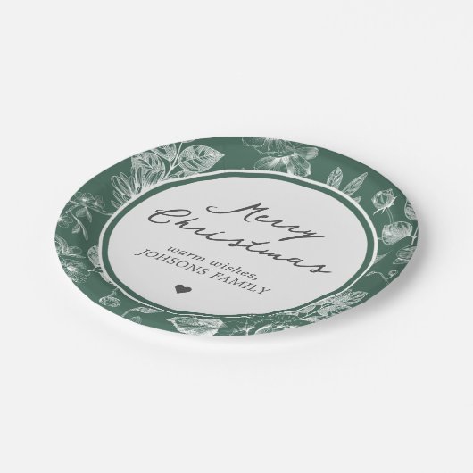 Botanisches Weihnachten Pappteller (Schrägansicht)