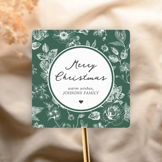 Botanisches Weihnachten Quadratischer Aufkleber