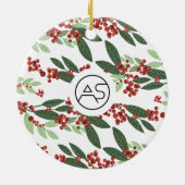 Botanisches Weihnachts-Foto-Logo Keramik Ornament (Hinten)
