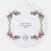 Botanisches Weihnachts-Foto-Logo Ornament Karte (Rückseite)