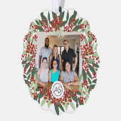 Botanisches Weihnachts-Foto-Logo Ornament Karte (Links)