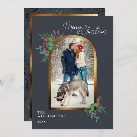 Botanisches Weihnachtsarsch-Foto Feiertagskarte (Vorne/Hinten)