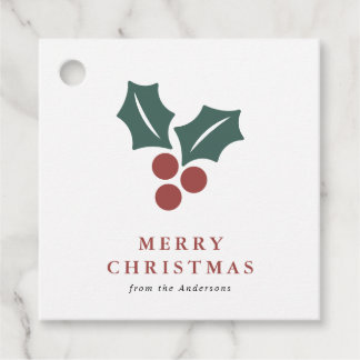 Botanisches Weihnachtsblatt mit Botanischem Rotem  Geschenkanhänger
