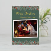 Botanisches Weihnachtsfamilien-Foto Gold Folien Feiertagskarte (Stehend vorne)