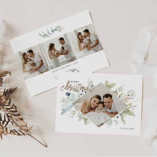 Botanisches Weihnachtsfest 4 Foto Feiertagskarte