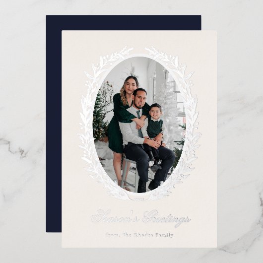 Botanisches Weihnachtsfest-Foto Folien Feiertagskarte (Vorderseite/Rückseite)