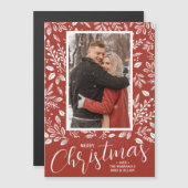 Botanisches Weihnachtsfest Foto Rustikale Magnetka Magnetkarte (Vorne/Hinten)