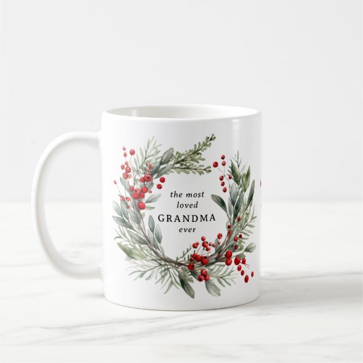 Botanisches Weihnachtsfest Grandma-Geschenk Kaffeetasse (Links)