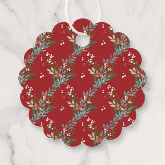 Botanisches Weihnachtsfest Traditionelles Rotes Ge Geschenkanhänger (Rückseite)