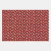 Botanisches Weihnachtsfest Traditionelles Rotes Ge Geschenkpapier Set (Vorderseite 2)