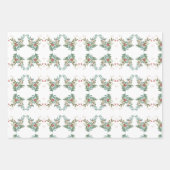 Botanisches Weihnachtsfest Traditionelles Rotes Ge Geschenkpapier Set (Vorderseite)