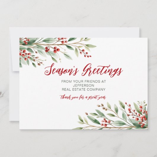 Botanisches Weihnachtsgeschäft Feiertagskarte (Vorderseite)