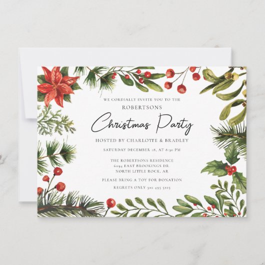 Botanisches Weihnachtsgeschenk-Party Einladung (Vorderseite)