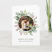Botanisches Weihnachtsgrün Verheiratet und fröhlic Feiertagskarte (Vorderseite)