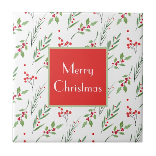 Botanisches Weihnachtsmuster Fliese (Vorderseite)