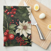 Botanisches Weihnachtsmuster Geschirrtuch (Viertel Falte)