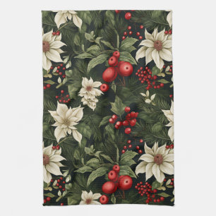 Botanisches Weihnachtsmuster Geschirrtuch