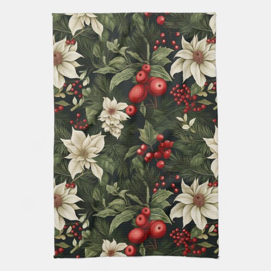 Botanisches Weihnachtsmuster Geschirrtuch (Vertikal)