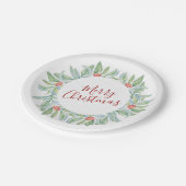 Botanisches Weihnachtsrot und grünes Festival Pappteller (Schrägansicht)