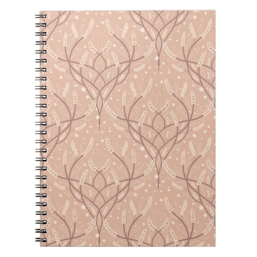 Botanisches Weinmuster mit weichem Rot Notizblock (Vorderseite)