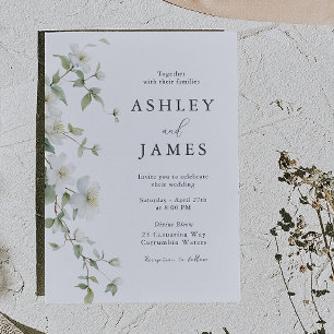 Botanisches Weiß Florales Prächtiges Hochzeit Einladung