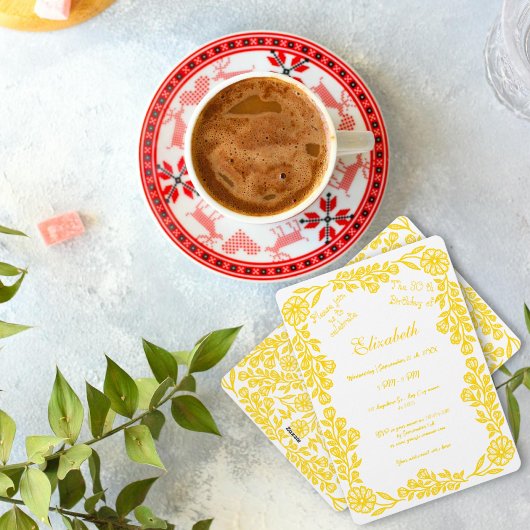 Botanisches Weiß- und Goldflor 30. Geburtstag Einladung