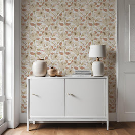 Botanisches Weißbeige Lilblütenmuster Tapete