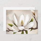 Botanisches Weißes Magnolia Postkarte (Vorne/Hinten)